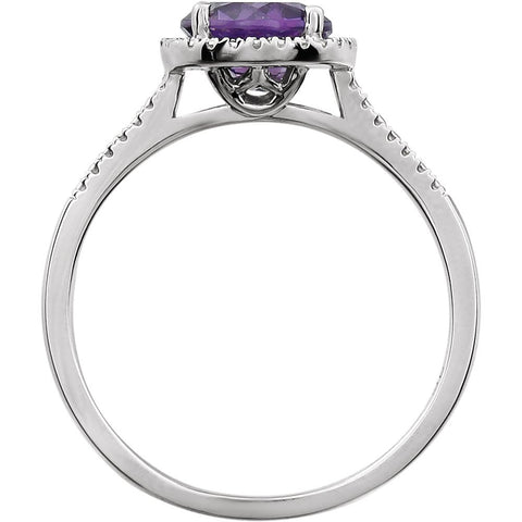 Sterling Silver Amethyst & .01 CTW Diamond Ring