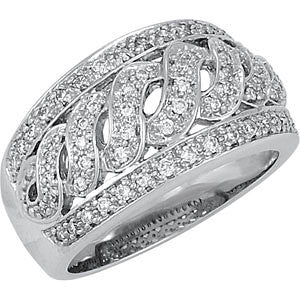 14k White Gold 1/2 CTW Diamond Band, Size 6