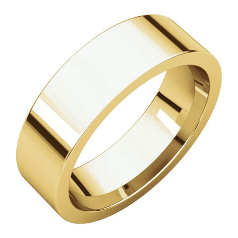 10k Yellow Gold 6mm Flat Comfort Fit Band, Size 7.5