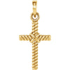 14K Yellow Gold 18.9X8.65mm Rope Cross Pendant