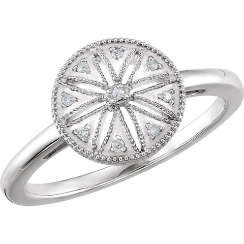 Sterling Silver .04 CTW Diamond Ring Size 7