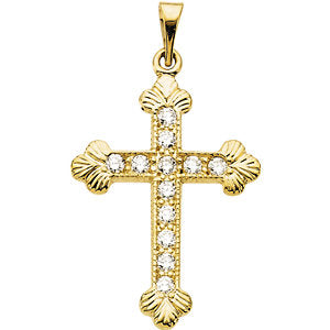 14k White Gold Diamond Cross Pendant