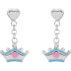 Sterling Silver Cinderella Tiara Earrings with Enamel