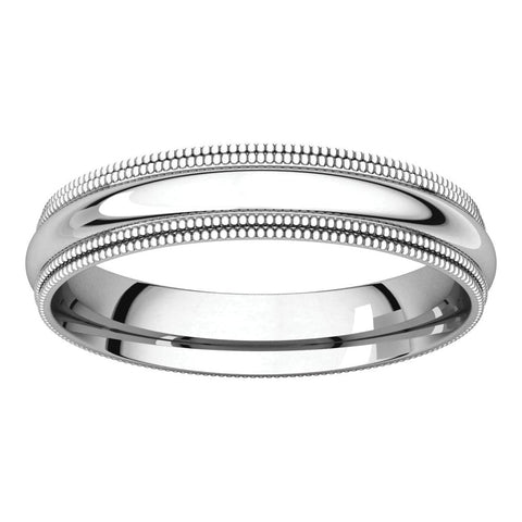 14k White Gold 4mm Double Milgrain Comfort Fit Band, Size 7