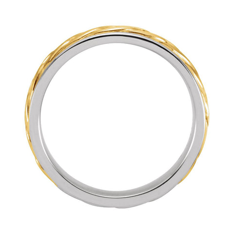 14K White & Yellow Gold 5 mm Hand Woven Band Size 10