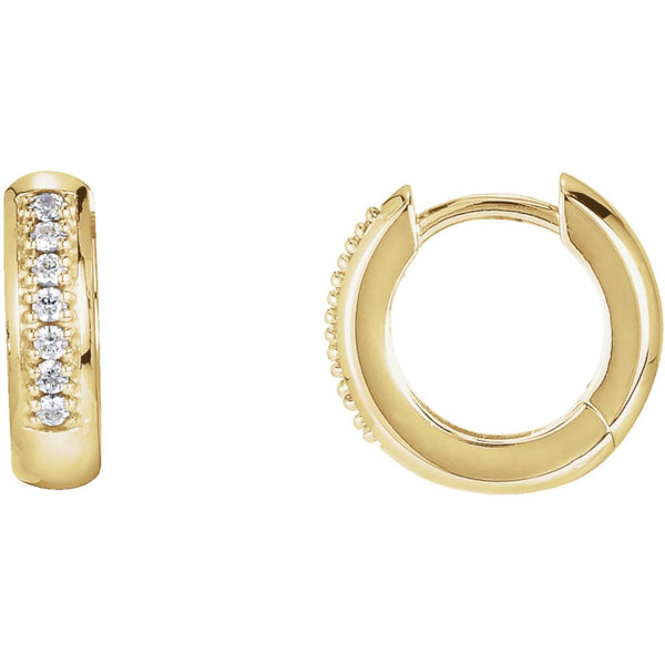 14k Yellow Gold 1/6 CTW Diamond Hoop Earrings