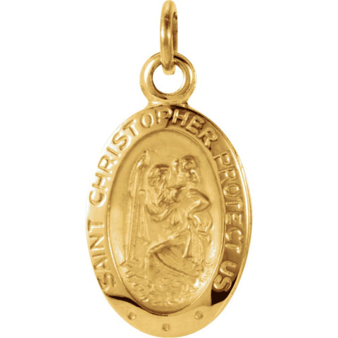 14k Yellow Gold 12.25x8.75mm Oval St. Christopher Medal