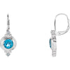Pair of Swiss Blue Topaz and Cubic Zirconia Earrings in Sterling Silver