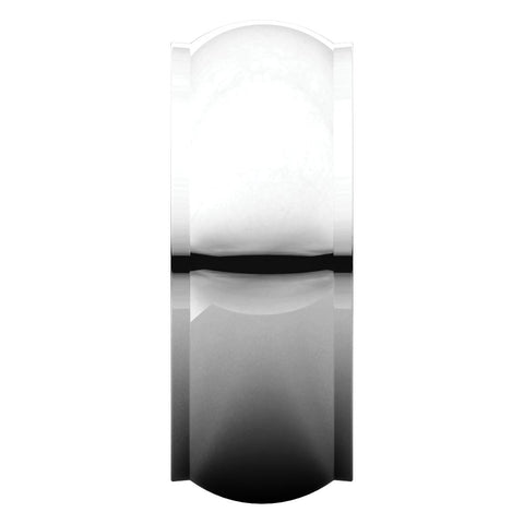 14k White Gold 8mm Half Round Edge Band, Size 10