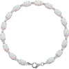 14K White Gold Created Opal Line Bracelet