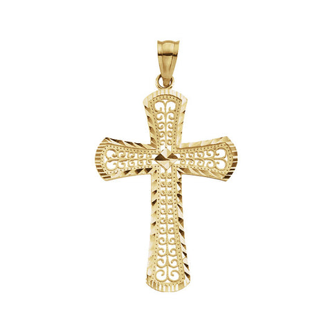 14k Yellow Gold 33x22.5mm Cross Pendant