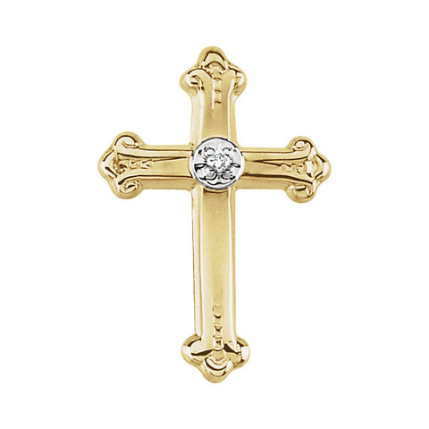14k White/Yellow Gold Cross Lapel Pin