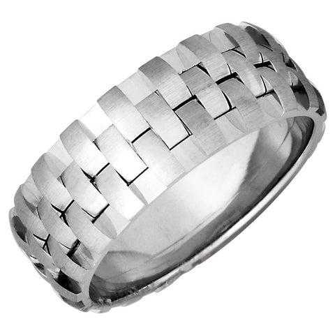 14k White Gold 8mm Pierced Band Size 10