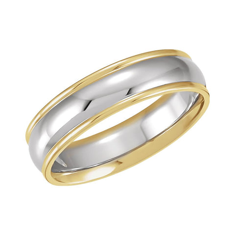 14K White & Yellow Gold 6mm Comfort Fit Band Size 11