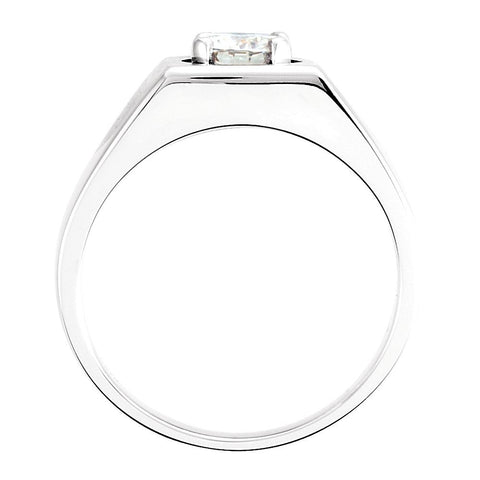 14k White Gold  Created Moissanite Men's Solitaire Ring, Size 10