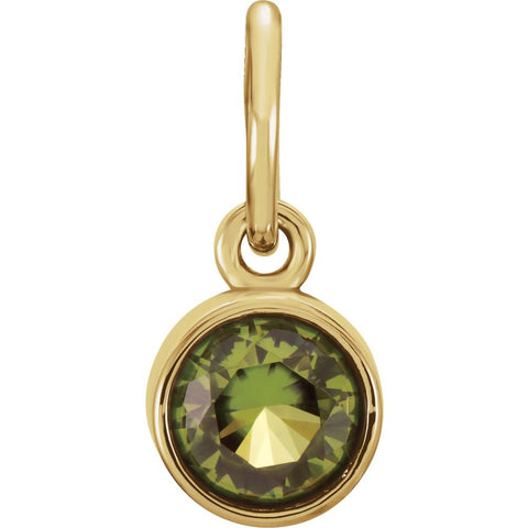 14k Yellow Gold Imitation Peridot Birthstone Charm