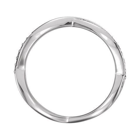 14k White Gold 1/5 CTW Diamond Infinity-Inspired Ring, Size 7