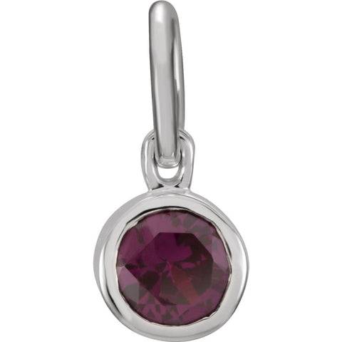 14k White Gold Imitation Garnet Birthstone Charm