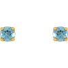 14k Yellow Gold Imitation Blue Zircon Youth Earrings