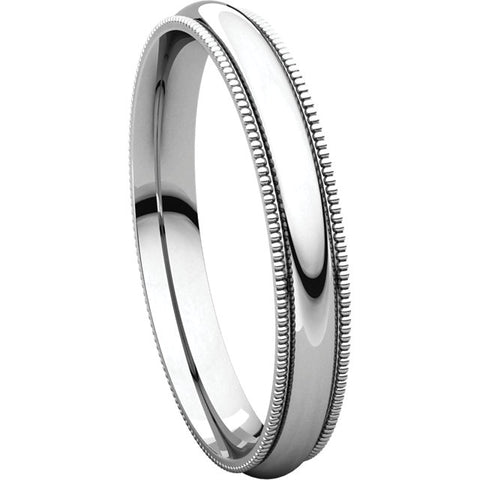 Continuum Sterling Silver 3mm Milgrain Comfort Fit Band, Size 8.5