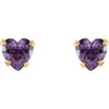 14k Yellow Gold Amethyst Heart Earrings