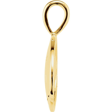 14k Yellow Gold Heart print Jesus Pendant