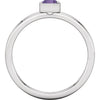 14k White Gold Amethyst Bezel Ring, Size 7
