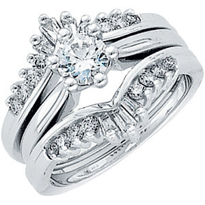 14k White Gold 3/8 CTW Diamond Ring Guard , Size 6