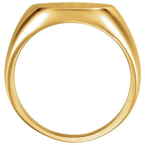 10k Yellow Gold 15mm Men's Signet Ring with Brush Finish, Size 10