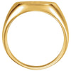 14k Yellow Gold 15mm Men's Signet Ring with Brush Finish, Size 10