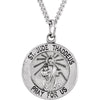 14.75 mm Round St. Jude Thaddeus Pendant Medal with 18 inch Chain in Sterling Silver