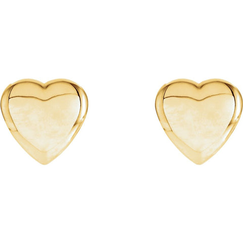 14k Yellow Gold Heart Earrings