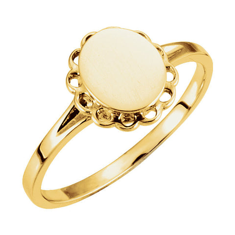 10k Yellow Gold Oval Signet Ring, Size 6