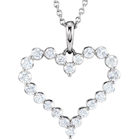 14k White Gold 1 CTW Diamond Heart Necklace