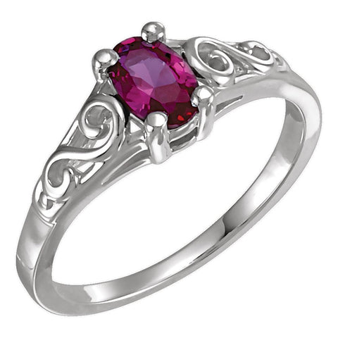 Sterling Silver July Imitation Birthstone Ring , Size 5