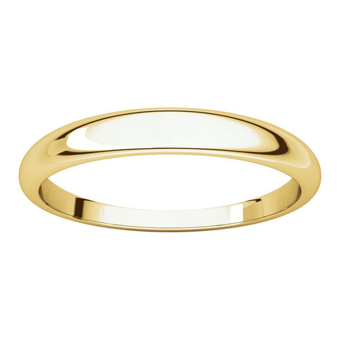 14k Yellow Gold 3mm Half Round Tapered Band, Size 6.5