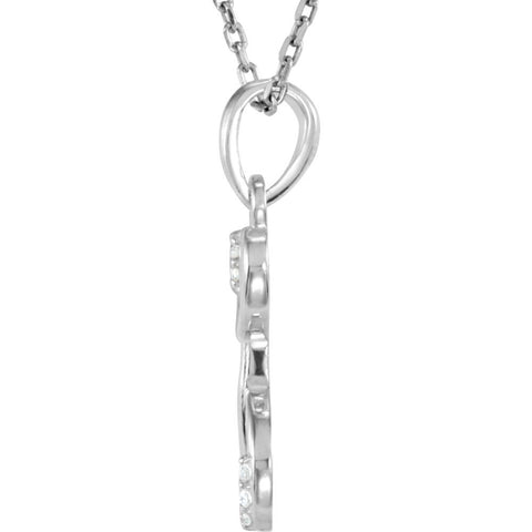 14k White Gold .03 CTW Diamond Letter "D" Script Initial 18" Necklace