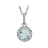 14K White Gold Aquamarine & 1/10 CTW Diamond 18-Inch Necklace