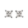 14k White Gold 4mm Cubic Zirconia Square Earrings with Screw Posts & Backs