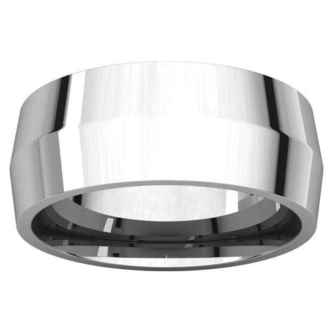 14k White Gold 8mm Knife Edge Comfort Fit Band, Size 12