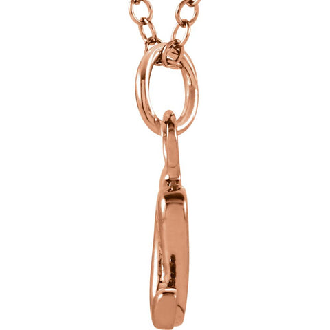 14k Rose Gold Letter "A" Lowercase Script Initial Necklace
