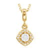 1/5 CTTW Halo-Styled Pendant for Round Center with Cushion Frame in 14k Yellow Gold ( 18.00-Inch )