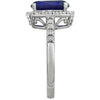 14k White Gold Created Blue Sapphire & .07 CTW Diamond Ring, Size 7
