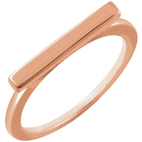 14k Rose Gold Bar Ring, Size 7