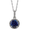 Sterling Silver Created Blue Sapphire & 0.01 ctw. Diamond 18-inch Necklace