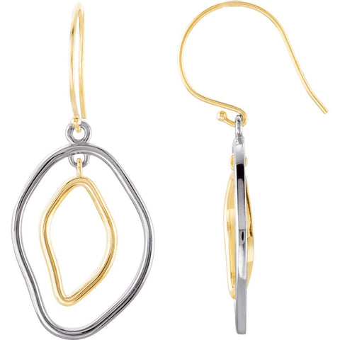 Sterling Silver & 14k Yellow Gold Open Silhouette Earrings
