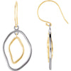 Pair of Open Silhouette Dangle Earrings in Sterling Silver and 14k Yellow Gold