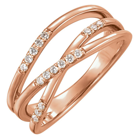 14k Rose Gold 1/6 CTW Diamond Ring, Size 7