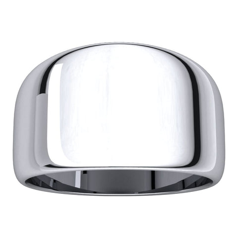 14k White Gold 10mm Half Round Tapered Band, Size 6.5