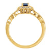 14k Yellow Gold Blue Sapphire & 1/3 CTW Diamond Ring, Size 7